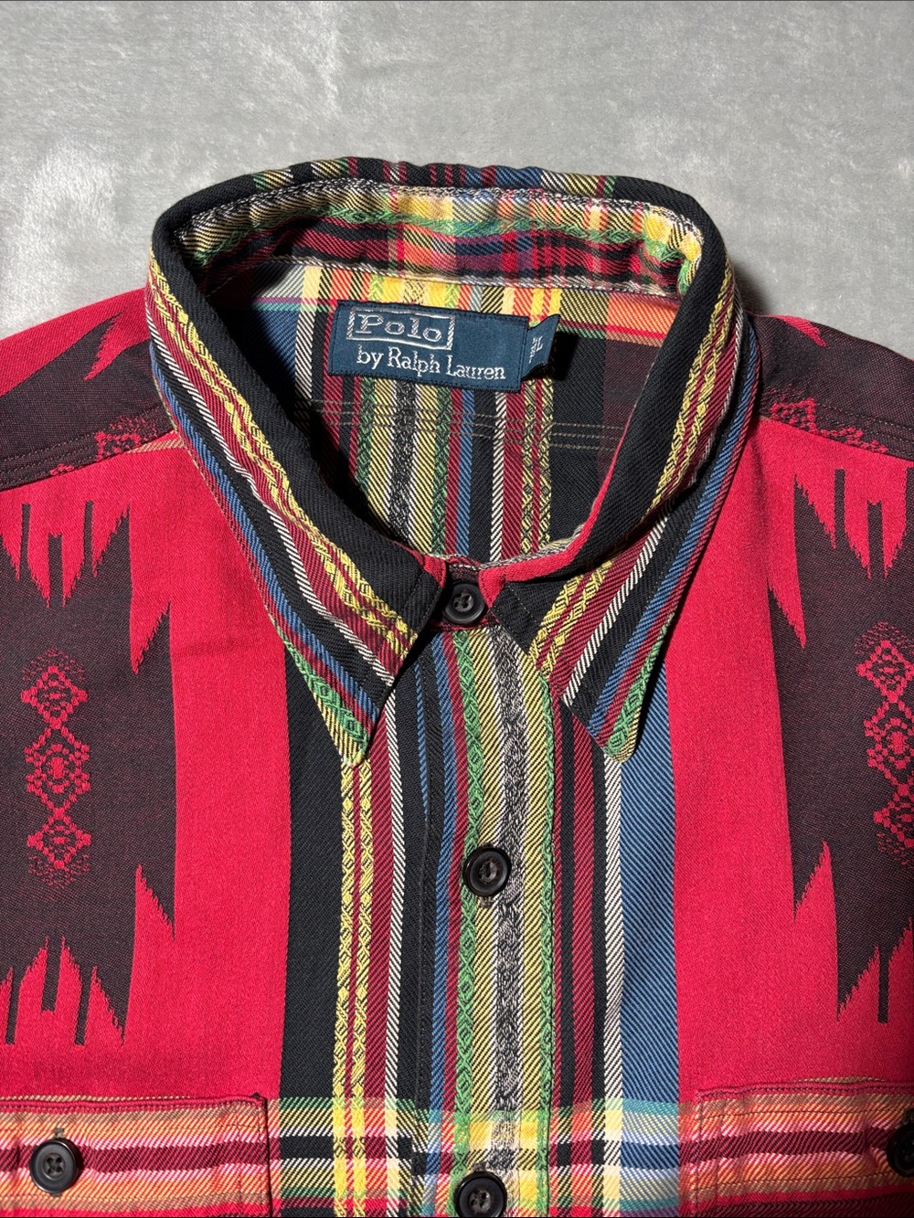 Polo Ralph Lauren Mens L Red Southwestern Indian Beacon Blanket Shirt Aztec - Picture 6 of 13